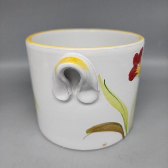 Handmade Crock ITALY Clay Pottery Stoneware Applied Handles Hand Painted EUC - Picture 2 of 8